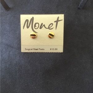 Monet gold and black “Blacktop” stud earrings